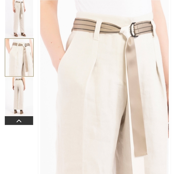 NWT$1,875 Brunello Cucinelli Linen Twill Relaxed Pants in Rice Color Sz 40 (4) - Picture 6 of 14